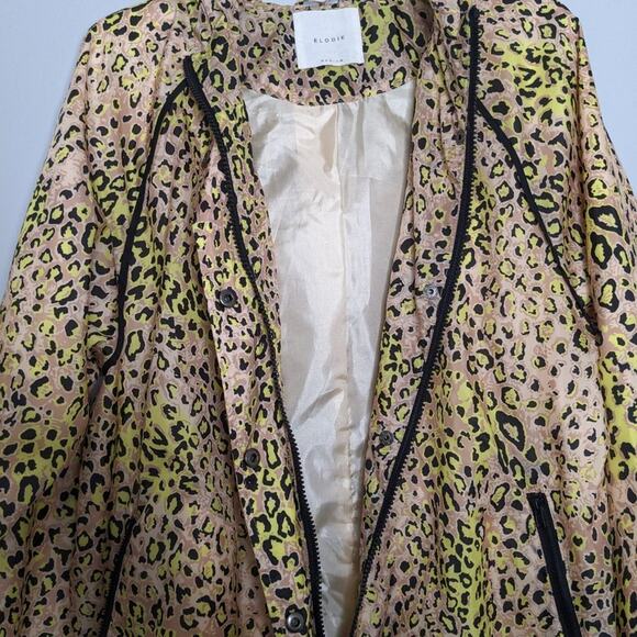 Elodie Tan Leopard Print Windbreaker Jacket Hooded Pockets Full Zip Size M - Picture 4 of 11